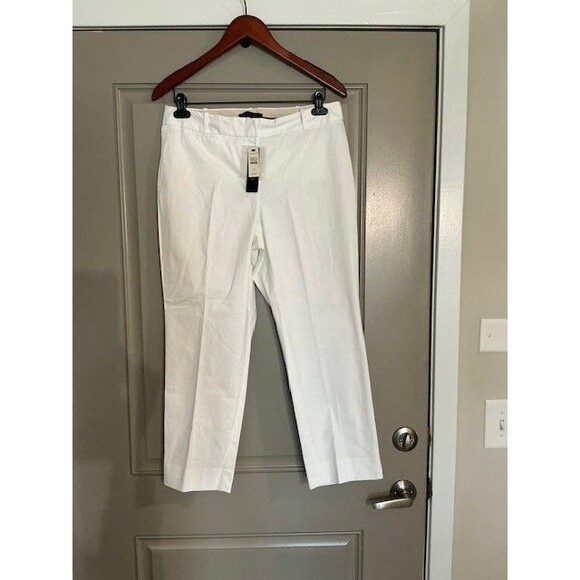 Talbots White Lightweight Double 98% Cotton Straight Ankle Pants Curvy Sz 8 *** - Picture 3 of 5